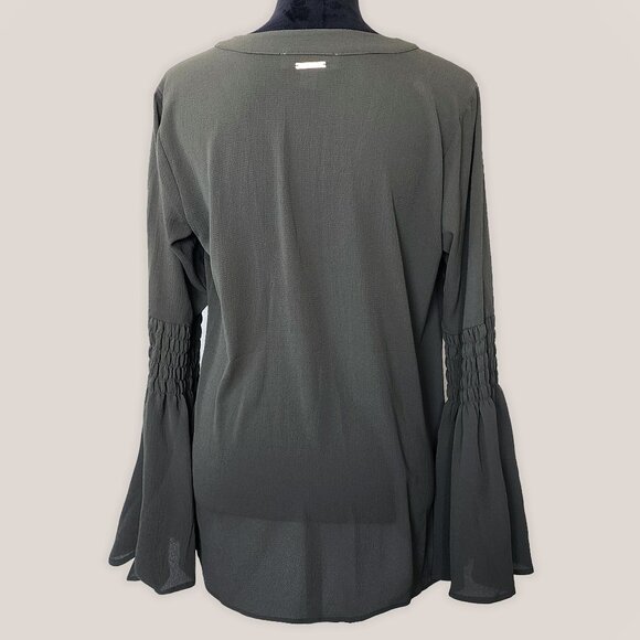 MICHAEL by Michael Kors Long Sleeve Green Bohemian Top with Bell Sleeves - Picture 2 of 9